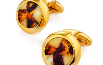 Bright round cufflinks decorated for sale