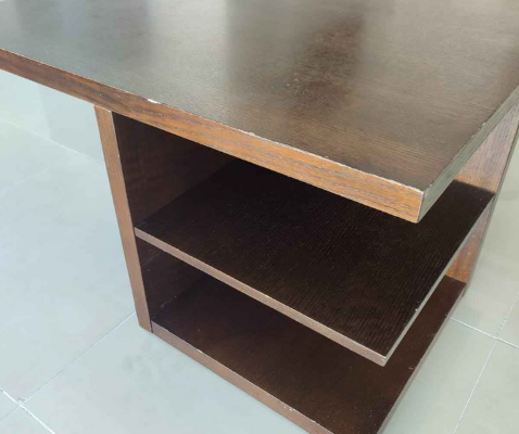 Brown Wood Coffee Table + Shelves for sale