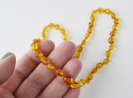 Cognac olive shape amber necklace