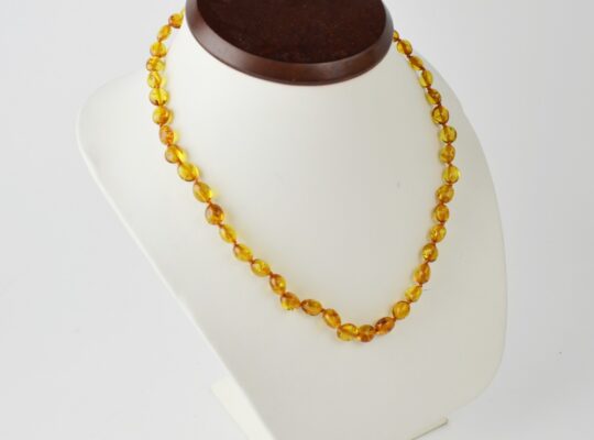 Cognac olive shape amber necklace