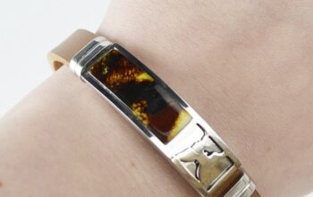 Multicolor Amber bracelet with leather for men