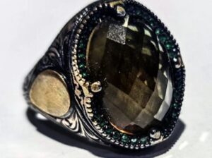 925 silver Jade stone ring For Sale