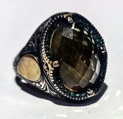 925 silver Jade stone ring For Sale