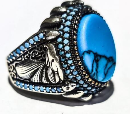 925 silver Afghani turquoise ring For Sale