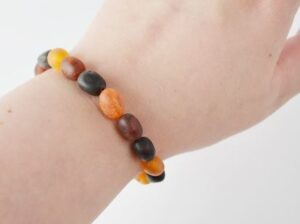 Multi color olive amber beads bracelet for sale