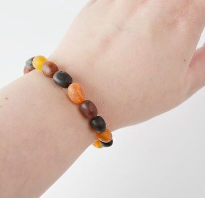 Multi color olive amber beads bracelet for sale