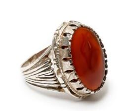 silver ring with Red Aqeeq Stone for sale