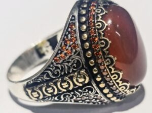 925 silver yamani garnet ( Aqeeq ) ring for sale