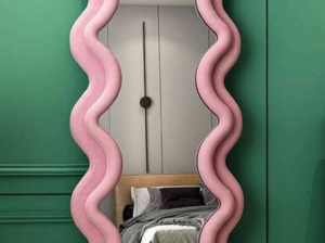 Velvet Wavy Floor Mirror For Sale