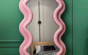 Velvet Wavy Floor Mirror For Sale