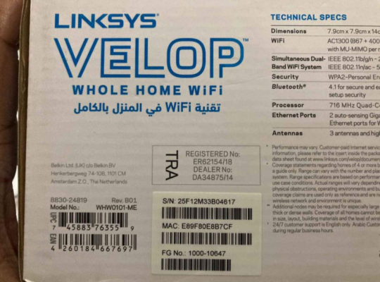 Linksys Velop AC1200 Dual Band Mesh Router for sal