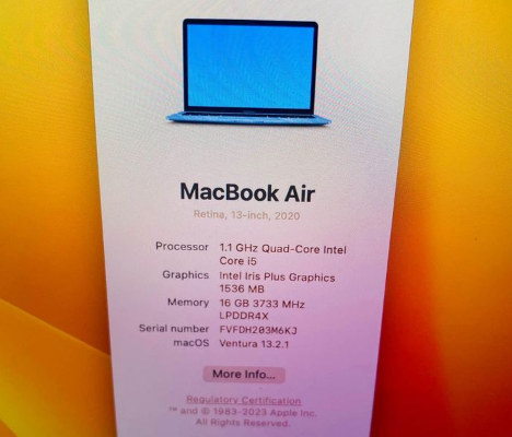 MacBook Air 2020 With 16 Gb Ram And 512 Ssd For Sa