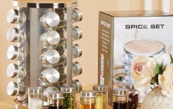 Aksonz Revolving Spice Bottle Rack Stainless Steel