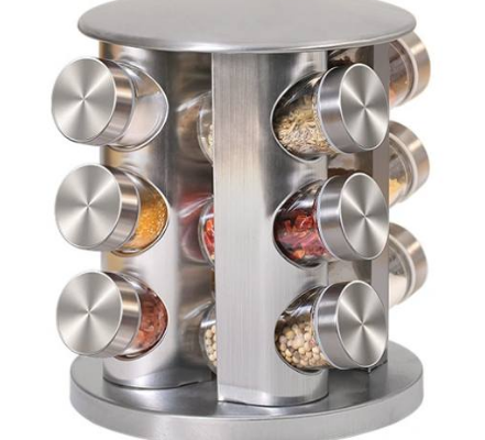 Aksonz Revolving Spice Bottle Rack Stainless Steel