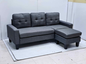 L shape Grey Fabric Sofa For Sale