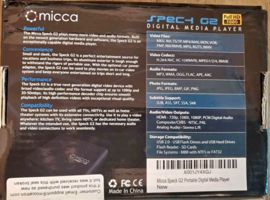 Micca Speck G2 1080p Full HD Ultra Portable Media