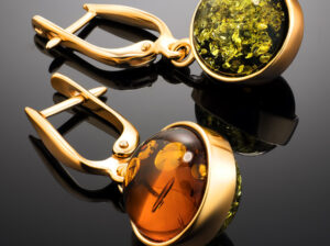 Unusual two-color amber earrings For Sale