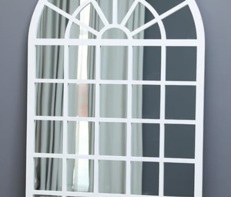 Windsor Floor Mirror in White For Sale