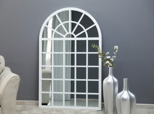 Windsor Floor Mirror in White For Sale