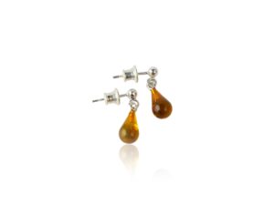 Drop shape amber earrings For Sale