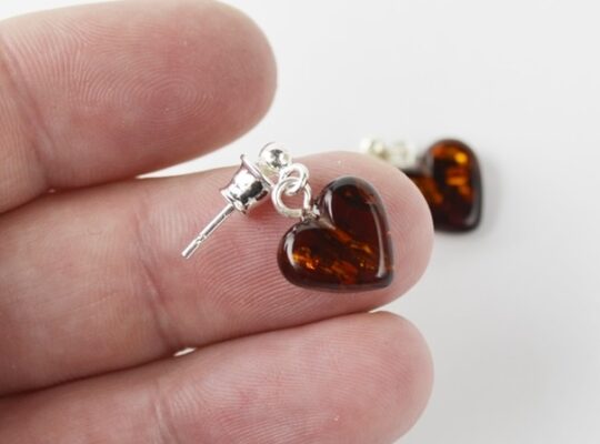 Baltic amber earrings heart shape For Sale