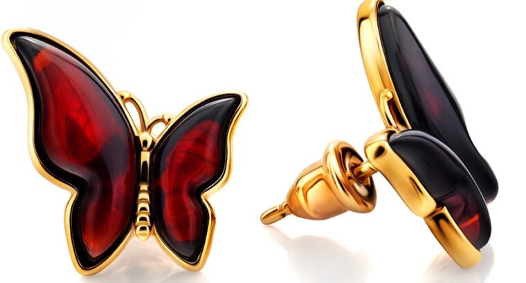 Delicate cherry amber stud earrings For Sale