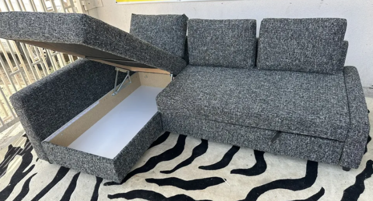 L shaped sofa come bed with storage for sale