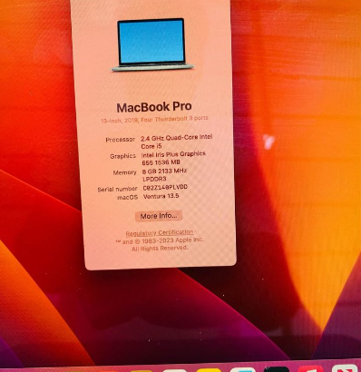 Mackbook Pro 2019 With box and Accessories For Sal