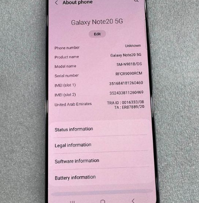 Samsung Galaxy Note 20 5G For Sale
