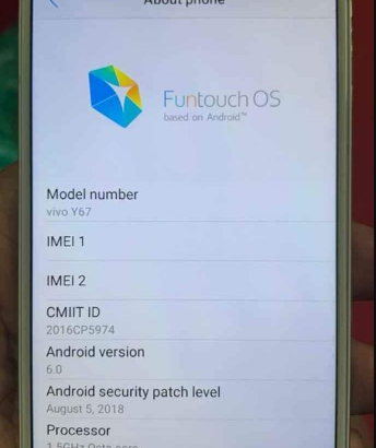 VIVO Y67 6gb ram storage 128 for sale