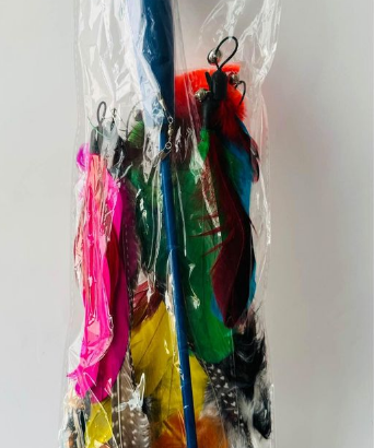 Multiple fishing rod and teaser toys for cats/kitt