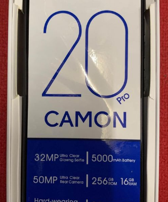 20 pro camon 8+8=16gb ram 256gb storage for sale