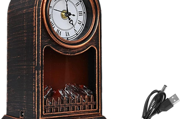 LED clock with realistic flame effect for sale