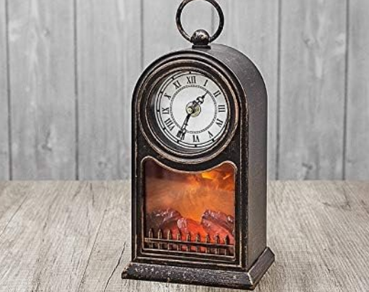 LED clock with realistic flame effect for sale