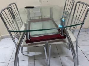 Tempered Glass Dining Table with four Chairs For S