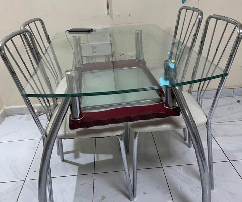 Tempered Glass Dining Table with four Chairs For S