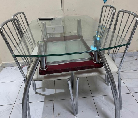 Tempered Glass Dining Table with four Chairs For S