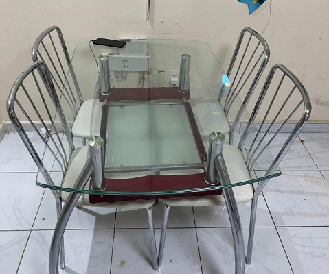 Tempered Glass Dining Table with four Chairs For S