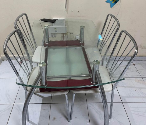 Tempered Glass Dining Table with four Chairs For S