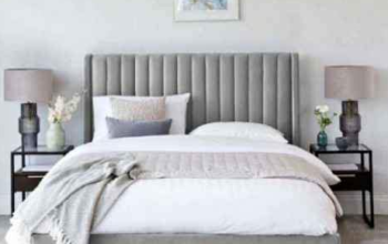 Light Grey Velvet Queen Size Bed For Sale