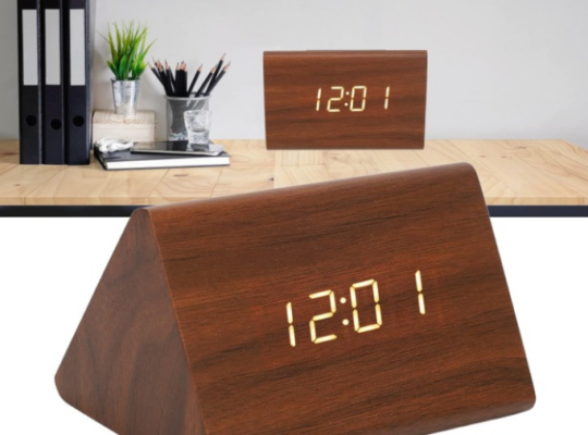Triangle Modern Simple Design Wooden LED Clock For