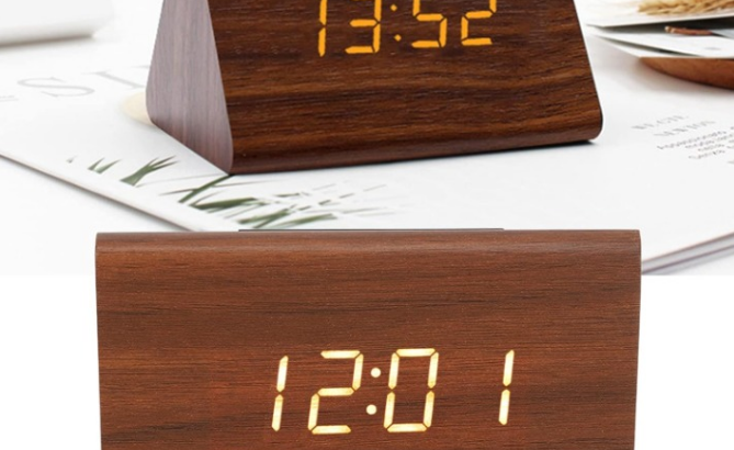 Triangle Modern Simple Design Wooden LED Clock For