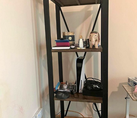 Black shelving and Car seat for sale