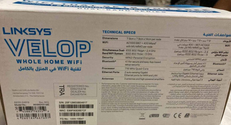 Linksys Velop AC1200 Dual Band Mesh Router for sal