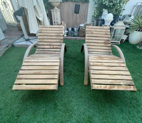 Relaxing wooden chaiseloungers for sale