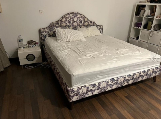 king bed with mattress and 2 side tables for sale