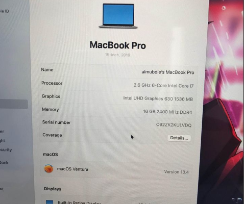 MacBook Pro Core i7 – 2019 with Graphics 4 GB For