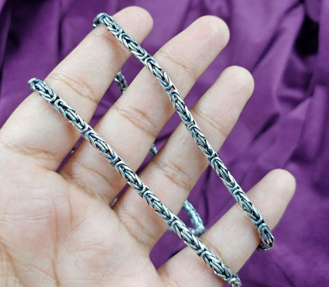Italian Silver 925 Men’s Oxidize King Square Chain