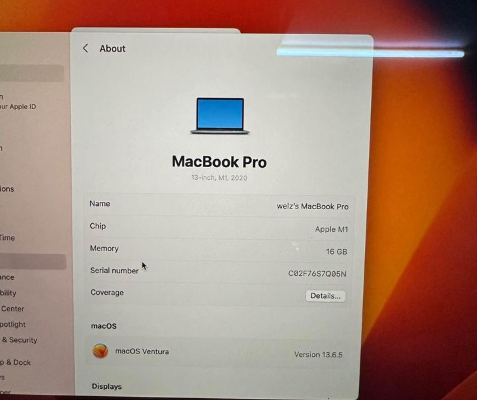 MacBook Pro m1 with 16 gb ram and 512 Ssd for sale