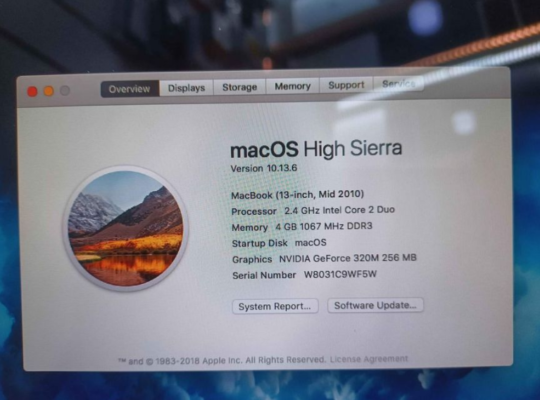 Macbook 4GB Ram and 500GB Hard For Sale